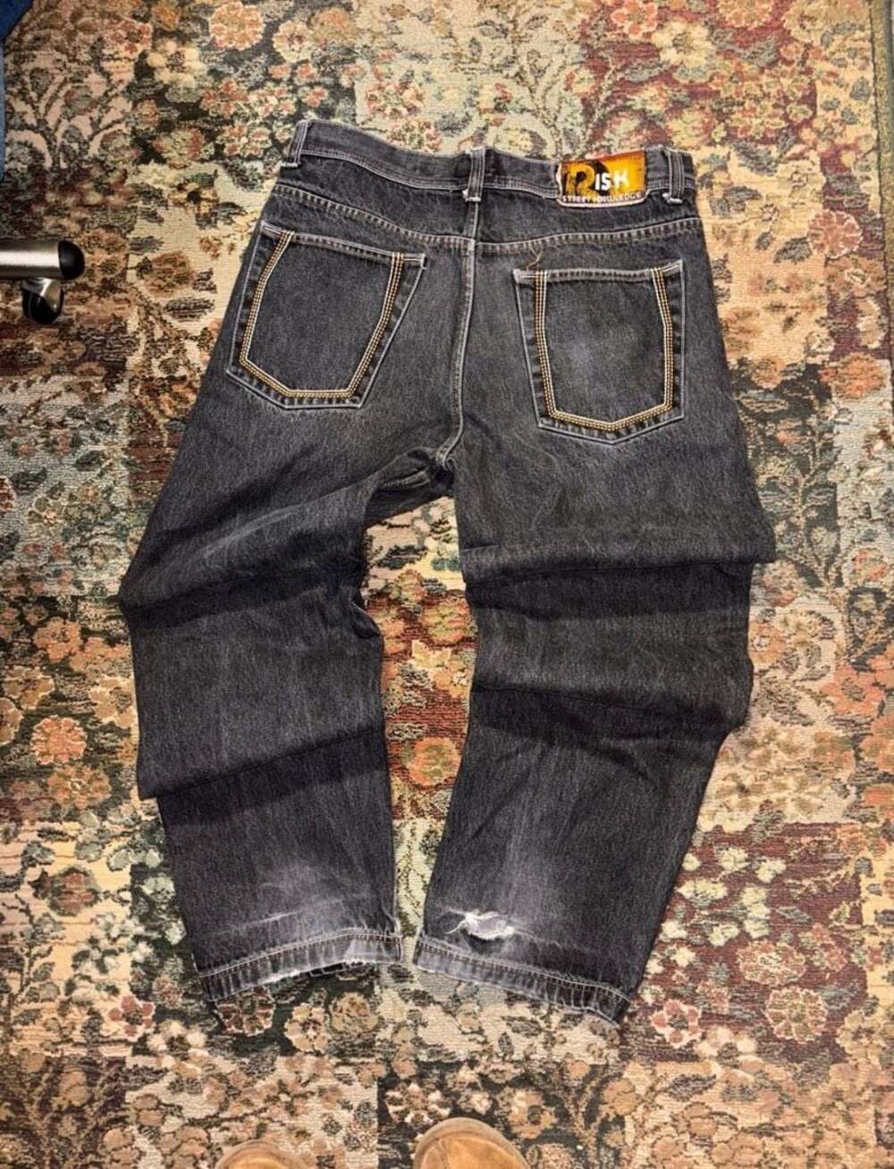 Vintage Risk Street Knowledge Sean Collection Baggy Black Jeans Size 36